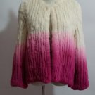 White/Pink gradient Crochet Rabbit Fur Jacket