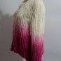 White/Pink gradient Crochet Rabbit Fur Jacket