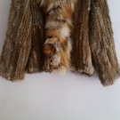 Golden Crochet Rabbit Fur Jacket with red fox fur
