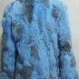 Blue Patchwork rabbit fur jacket stand up collar
