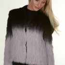 Black/Purple Gradient Knit Real Rabbit Fur Jacket