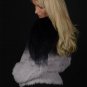 Black/Purple Gradient Knit Real Rabbit Fur Jacket