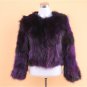 Raccoon fur jacket round collar Black/green
