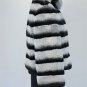 Chinchilla Grey Rex rabbit Fur Jacket stripes dyed