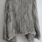 Grey Asymmetrical Real Rabbit Fur Jacket