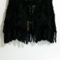 Black Knitted rabbit fur hooded poncho tassels