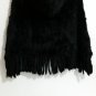 Black Knitted rabbit fur hooded poncho tassels
