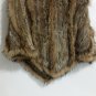 Brown Knitted rabbit fur hooded poncho raccoon fur
