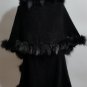 Black knitting shawl with large fox fur collar
