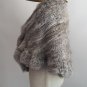 Grey Knitted rabbit fur shawl cape wrap