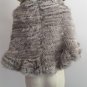 Grey Knitted rabbit fur shawl cape wrap