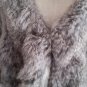 Grey Knitted rabbit fur shawl cape wrap