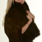 Brown knitted mink shawl fox fur collar