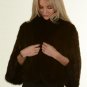 Brown knitted mink shawl fox fur collar