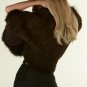 Brown knitted mink shawl fox fur collar