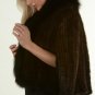 Brown knitted mink shawl fox fur collar