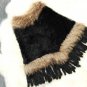 Black crochet rabbit fur cape with raccoon fur