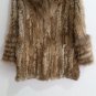 Knitted rabbit fur coat with hood raccoon fur trim