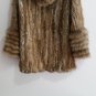 Knitted rabbit fur coat with hood raccoon fur trim