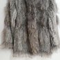 Knitted rabbit fur coat with hood raccoon fur trim