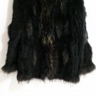 Black rabbit fur coat with raccoon fur collar