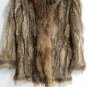 Black rabbit fur coat with raccoon fur collar