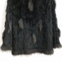 Black rabbit fur coat with raccoon fur collar
