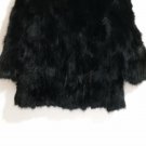 Long black raccoon fur coat o collar