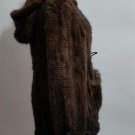 long brown Crochet mink fur hooded coat pom pom