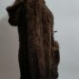 long brown Crochet mink fur hooded coat pom pom