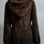 long brown Crochet mink fur hooded coat pom pom