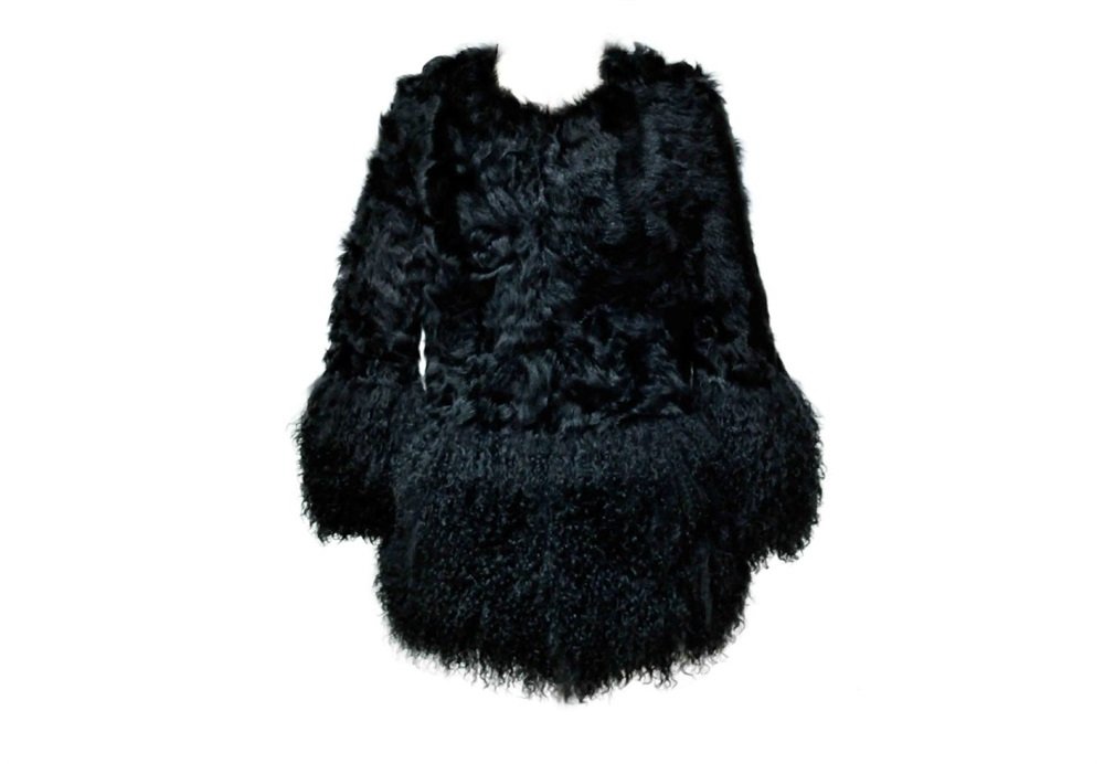 Patch wool fur coat with Mongolian fur dress coat