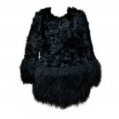 Patch wool fur coat with Mongolian fur dress coat