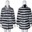 luxury chinchilla grey rex rabbit fur coat