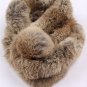 Nature brown rabbit fur scarf with pom pom ball