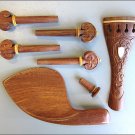 Carved Rosewood Violin Fittings Pegs/Tailpiece/Chinrest/Endpin/Creamy Tip & Ring