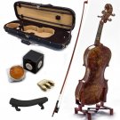 Mastero 4/4 Handcarved New VN432 Bird Eye Maple Violin Kit w Case Bow Rosin Mute