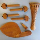 Hand Carved Boxwood 4/4 Violin Fittings, Pegs/Chinrest/Tailpiece/Endpin, Dragon