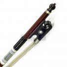 New Hi Quality 44 Violin Bow Brazilwood Yak Horn Frog Abalone Silver Wrap-Black