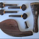 Rosewood Violin Fittings Pegs/Tailpiece/Chinrest/Endpin, Yellow Tip & Ring
