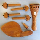 Hand Carved Boxwood 4/4 Violin Parts, Pegs/Chinrest/Tailpiece/Endpin, MOP Inlay
