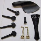 Ebony Hand Carved Violin Fitting Set:Pegs/Tailpiece/Chinrest/Endpin with Clamps