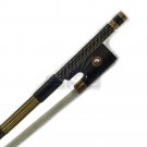 New High Quality 4/4 Violin Bow w/ Gold Inlay CarbonFiber Brass Parts Double Eye