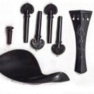 4/4 Ebony Violin Parts Set FlamePattern Tailpiece Endpin Peg Chinrest