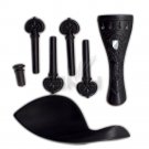 Ebony Violin Parts Set 4/4 BlackShellInlay Tailpiece Endpin Peg Chinrest New