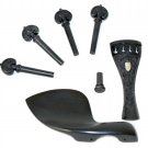 Ebony Violin Fiddle 7-pc Hand Carved Fitting Set:Pegs/Tailpiece/Chinrest/Endpin