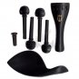 Ebony Violin Fitting Set:Pegs/Tailpiece/Chinrest/Endpin/Tail Gut, Model E2