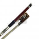New High Quality 4/4 Violin Bow Brazilwood Yak Bone Frog Abalone Silver Wrap US