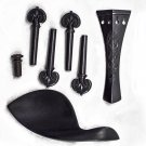 4/4 Size Ebony Violin Parts Set Flame Pattern Tailpiece Endpin Peg Chinrest
