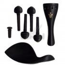 Ebony Violin Parts Set 4/4 Size Fleur-de-lis Tailpiece Endpin Peg Chinrest New